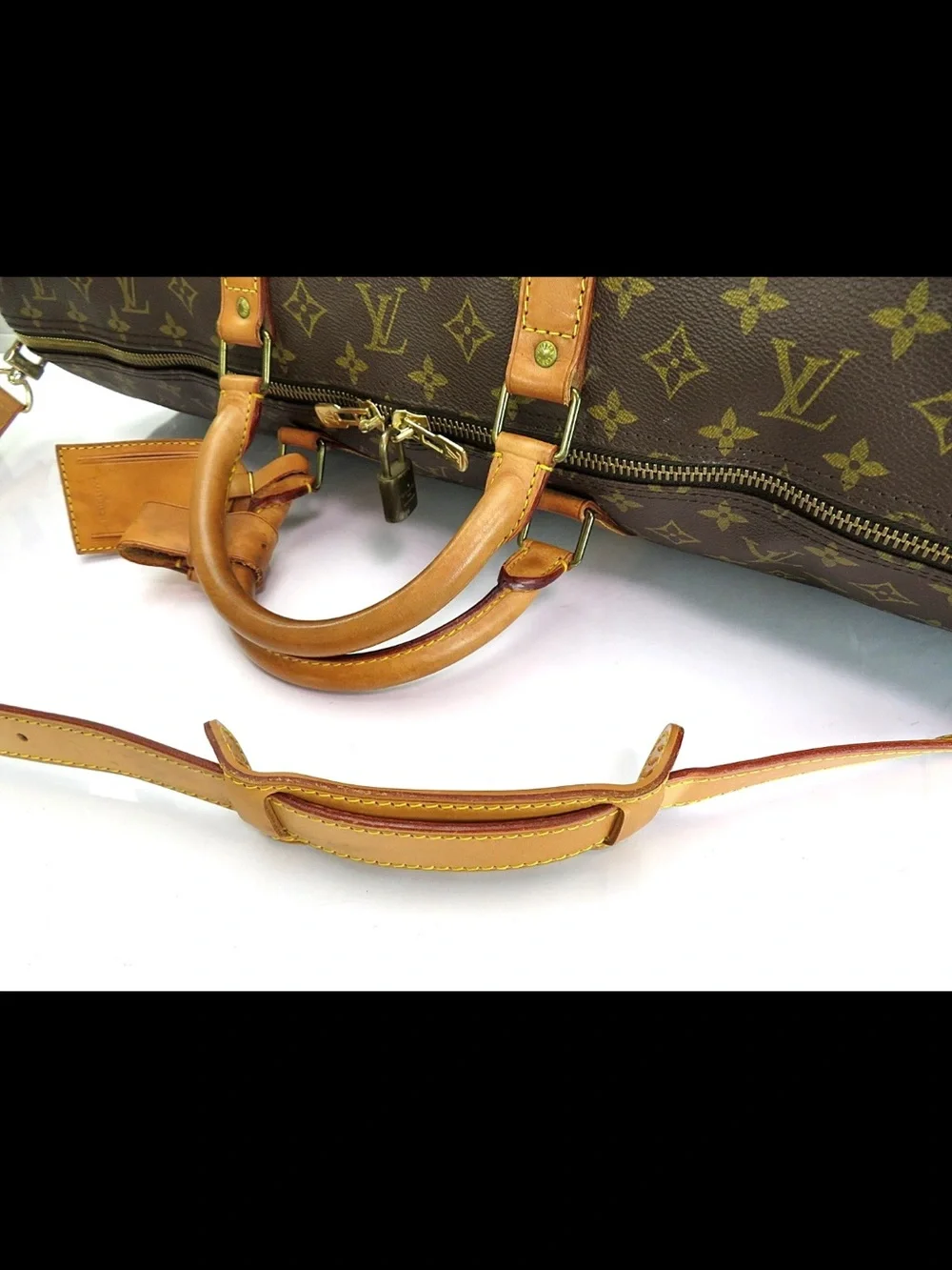 Louis Vuitton Monogram Canvas Duffel with Tan Leather Trim
